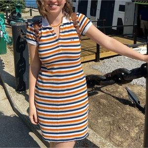 Women's Lacoste LIVE Striped Polo Dress Size Medium